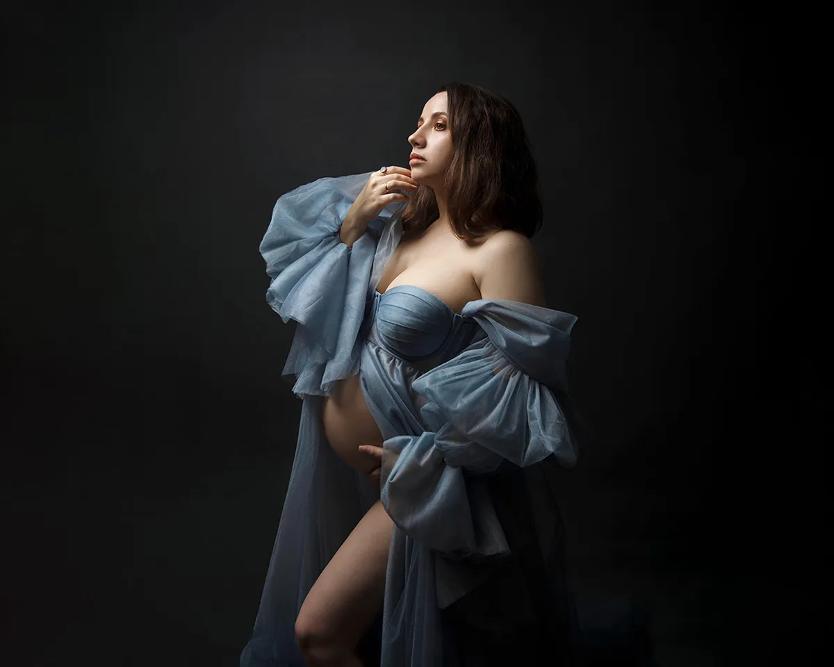 Pregnant mother photographed during maternity photography session at Photo Hive Auckland studio