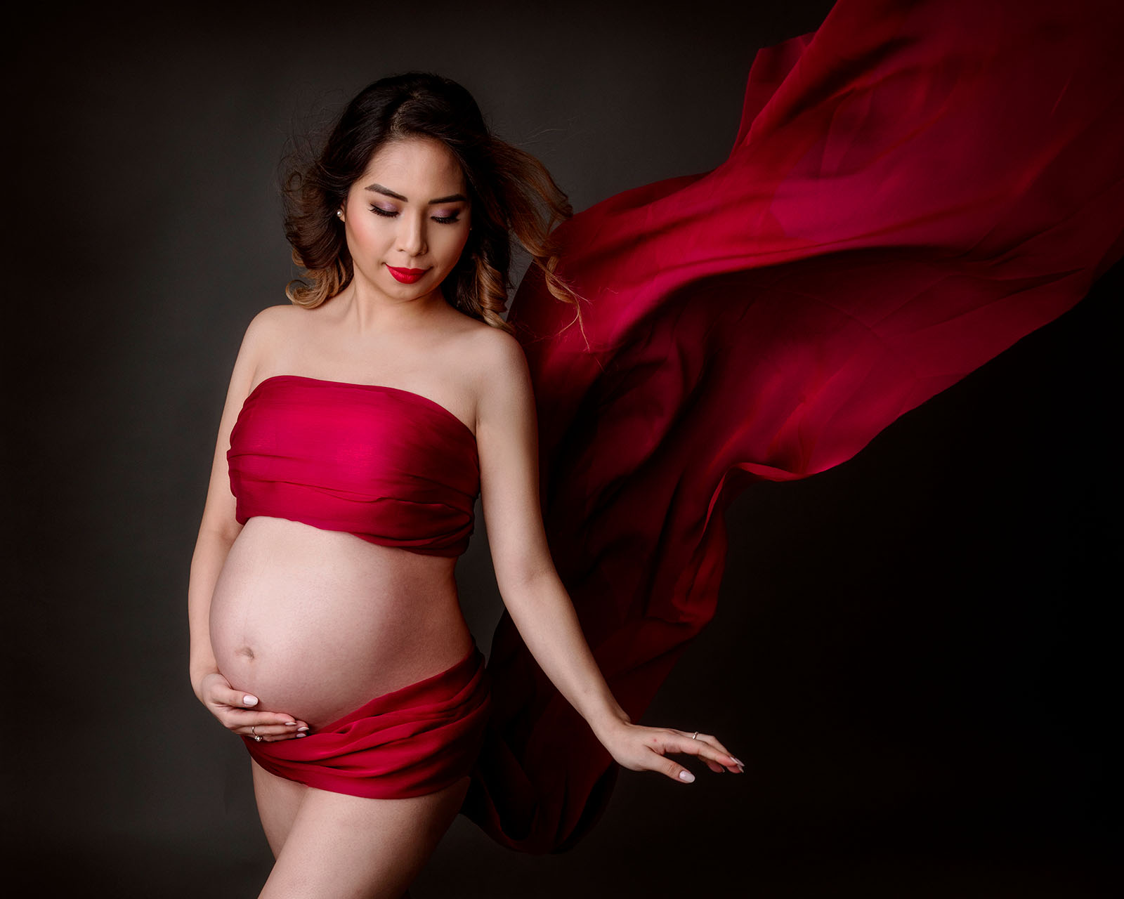 Pregnancy portrait photographed in Auckland studio